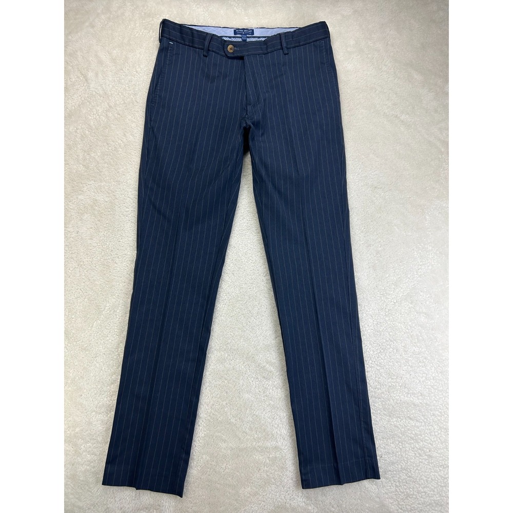 Peter Millar Crown Crafted Dress Pants Men 32x32 Luxury Navy Blue Pinstripe